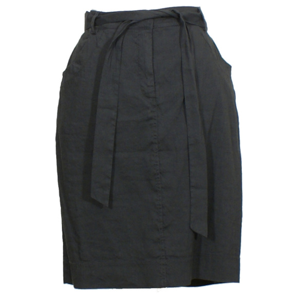 Stretch Viscose Linen Tie Belt Pencil Skirt 16